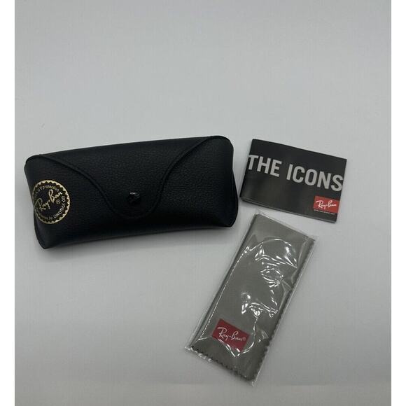 Ray-Ban Authentic Black Leather Case with Cleaning Cloth NEW - Picture 2 of 5